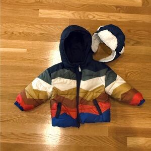 BUNDLE: Old Navy Toddler Hooded Puffer Jacket with Amazon Water Resistant Hat